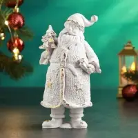 Фигура "Дед Мороз вязаный большой" 20х12х8см, белый с позолотой