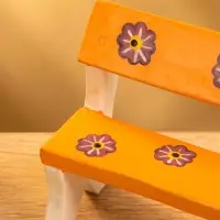 Сувенир дерево "Скамейка с цветами" цв. оранжевый, 11х5х9 см