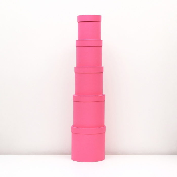 Набор круглых коробок 5в1 "Краски", розовый, 25 х 25 х 25 - 19 х 19 х 19 см