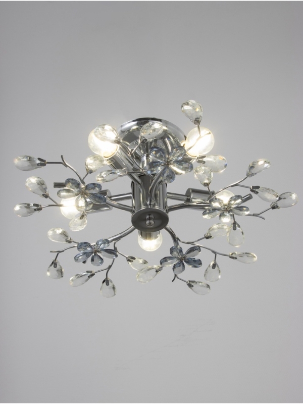 Люстра "Цветы" 5х40Вт Е27 хром 50х50х18см