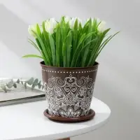 Горшок для цветов Доляна &laquo;Кракле&raquo;, 800 мл, цвет коричневый