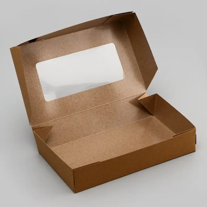 Контейнер на вынос, с окном,  крафт, 20 х 12 х 4 см