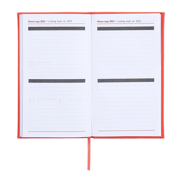 Еженедельник датированный 2025 года, 85х145 мм, 64 листа ESCALADA, твердая обложка из искусственной кожи, блинтовое тиснение, блок 70 г/м&sup2;, коралловый