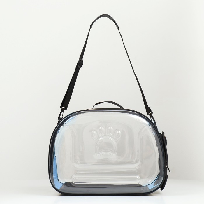 Переноска для животных прозрачная, 42*32*28 см, голубая Переноска для животных прозрачная, 42*32*28 см, голубая