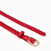 Ремень жен 03-01-01-01, Июнь2501, 1,8*0,3*110 см, без винта, пряж золото, 1 прокол, красный   109031