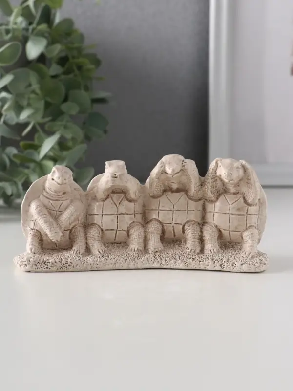 Фигура &laquo;Черепахи ничего не вижу, не слышу, не скажу, не делаю&raquo;, 13&times;4.5&times;5.5 см, слоновая кость