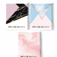 Тетрадь А5, 96 листов на спирали, 3 шт. &laquo;Мрамор&raquo; МИКС