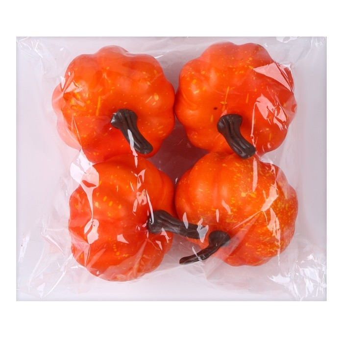 Фигурка для поделок и декора &laquo;Тыква&raquo;, набор 4 шт., размер 1 шт . &mdash; 6 &times; 6 &times; 6 см, цвет оранжевый