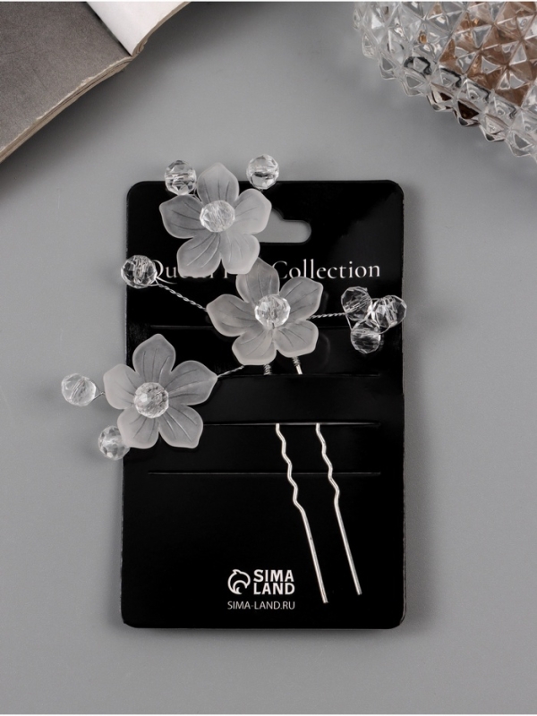 Шпилька для волос "Эмилия" цветник шарики, 9х6 см, прозрачный