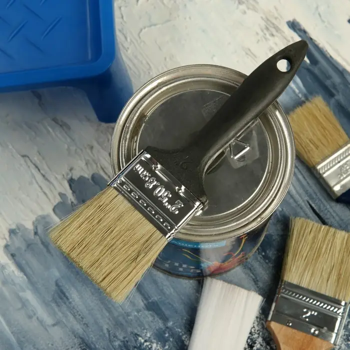 Кисть плоская ЛОМ, натуральная щетина, пластиковая рукоятка, 2", 50 мм