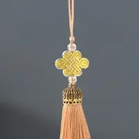 Подвеска текстиль, пластик "Узел счастья и бесконечности" капучино 0,7х1х9,5 см