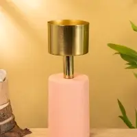 Подсвечник на 1 свечу "Кубок" пудровый с золотом 10х10х28,5 см