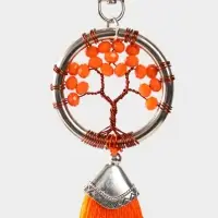 Брелок ловец снов "Древо жизни" 19 см, цв. оранжевый