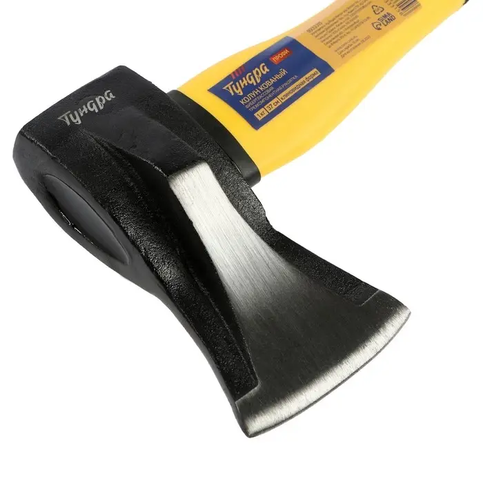 Колун кованый ТУНДРА ПРОФИ, клиновидная форма, фиберглассовое 3К топорище 37 см, 1 кг