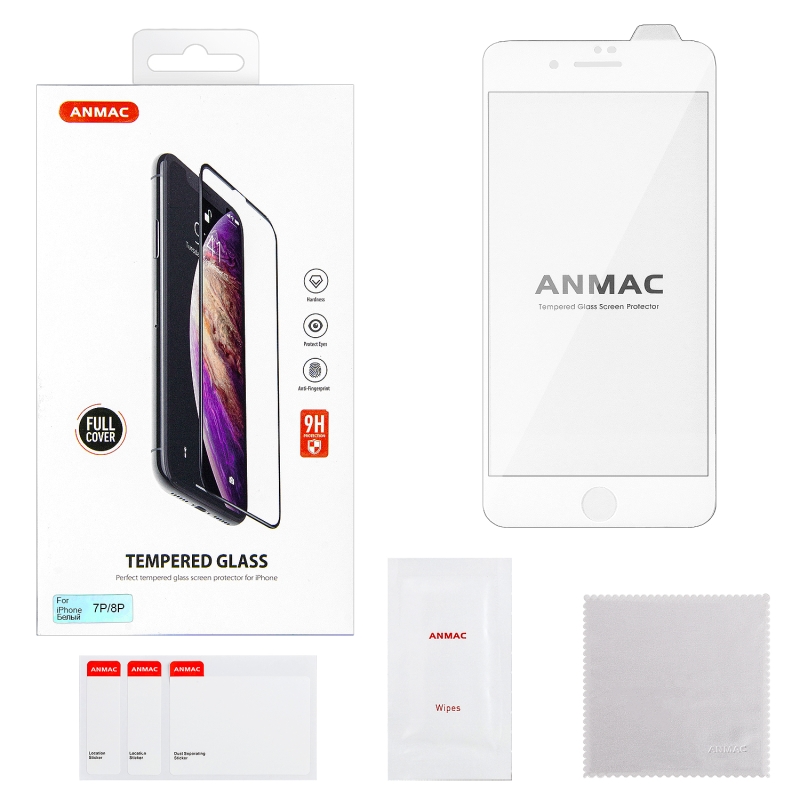 Защитное стекло iPh 7/8 Plus Full Cover ANMAC белое Арт.1137112