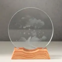 Сувенир стекло свет "Диск. Облако со звёздами" 5хLED d=10 см, USB 10х4х11,4 см