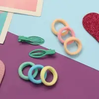 Набор для волос "Карамель" (10 резинок 1,5 см, 2 зажима 3 см) рыбка, зелёный