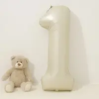 Шар фольгированный 40" Цифра 1, цвет взбитые сливки