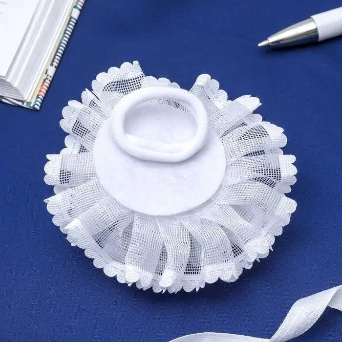 Резинка для волос бант &laquo;Школьница&raquo;, цветок жемчужный, d=8 см, белая