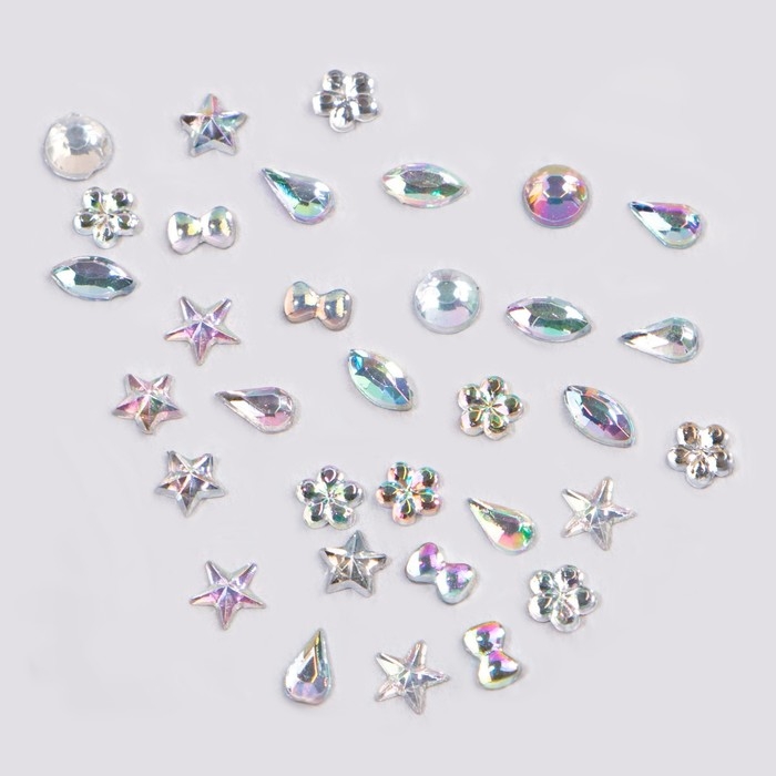 Стразы фигурные для декора &laquo;Ассорти&raquo;, цвет серебристый
