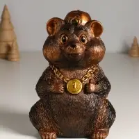 Копилка "Хомяк в кепке" 20 см, бронзовый