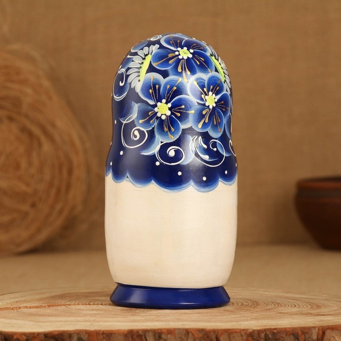 Матрёшка 5-ти кукольная "Сима" синяя , 17-18см, ручная роспись.