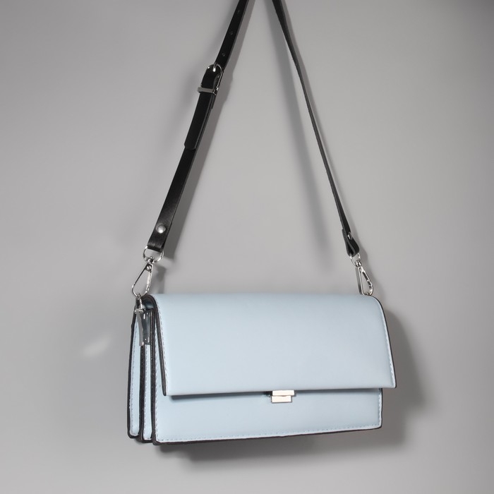 Ручка для сумки из натуральной кожи, регулируемая, с карабинами, 60 &plusmn; 2 см &times; 1,2 см, цвет чёрный/серебряный