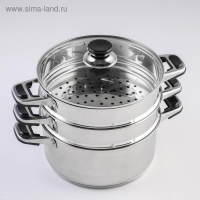 Мантоварка &laquo;Алтын&raquo;, 10,7 л, d=24 см, 2 секции, капсульное дно, стеклянная крышка, индукция