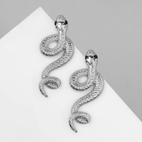 Новый год! Символ года 2025! Серьги металл &laquo;Змея&raquo; пламенное желание, цвет серебро