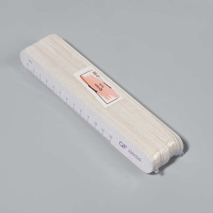 Пилка-наждак, на деревянной основе, набор 20 шт, абразивность 220, 18 см, цвет серый/фиолетовый