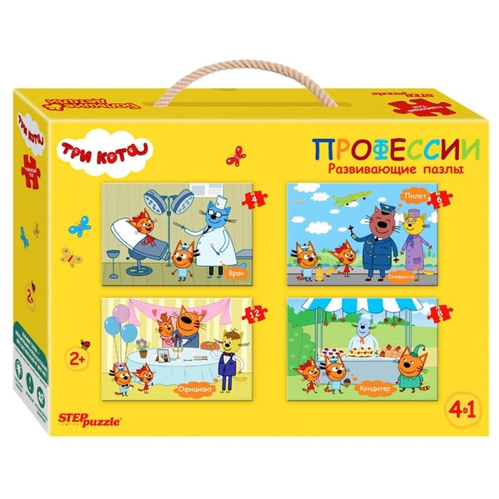 Напольный пазл 4 в 1 &laquo;Три кота&raquo;, 4, 6, 8, 12 элементов
