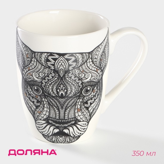 Кружка фарфоровая Доляна &laquo;Пантера&raquo;, 350 мл