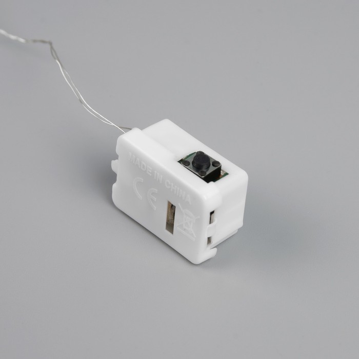 Гирлянда &laquo;Нить&raquo; 2 м роса. IP20, нить серебристая, 20 LED, 4.6 В, AG13x3 (в комплекте), 3 режима, свечение зелёное