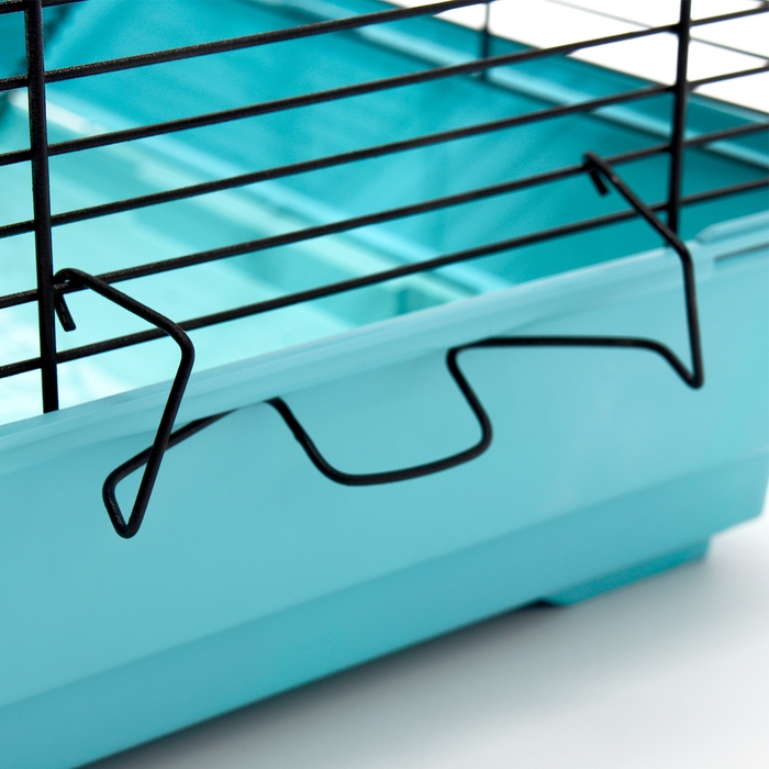 Клетка для грызунов "Пижон" №5, с 3 этажами, укомплектованная, 41 х 30 х 58 см, бирюзовая