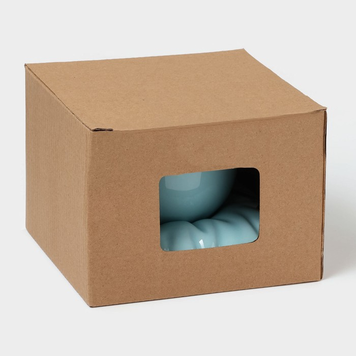 Чайная пара керамическая с ложкой &laquo;Зефирка&raquo;, 2 предмета: чашка 250 мл, блюдце d=13 см, цвет голубой