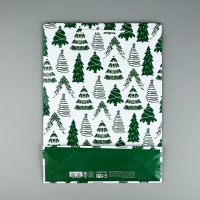 Пакет подарочный новогодний ламинированный &laquo;Ёлочки&raquo;, L 28 х 38 х 9 см