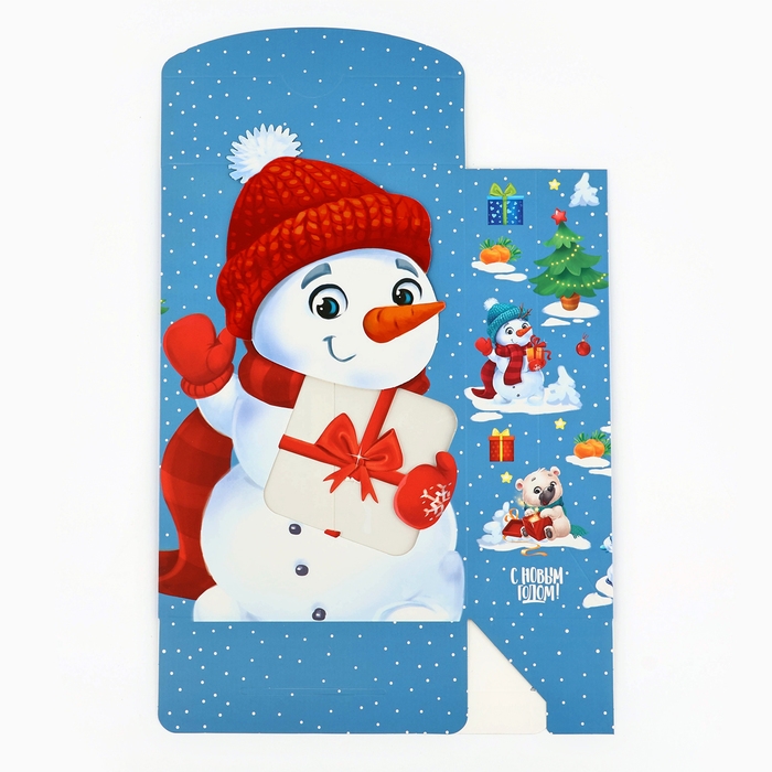 Коробка подарочная новогодняя складная &laquo;Снеговик&raquo;, 15 х 7 х 22 см, Новый год