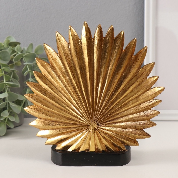 Сувенир полистоун "Маленький хотей - молитва. Пальмовый лист" золото и чёрный 18х9х18 см