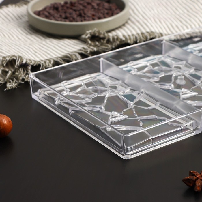 Форма для шоколада KONFINETTA &laquo;Сплит&raquo;, 27,5&times;17,5&times;2,5 см, 3 ячейки 15,3&times;7,5&times;0,8 см, цвет прозрачный