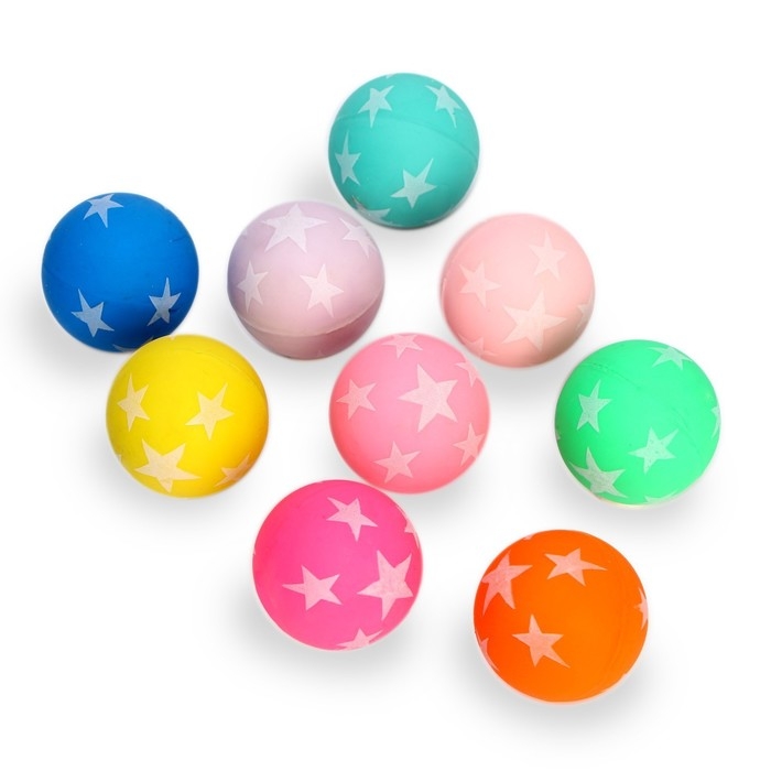 Мяч каучуковый &laquo;Звёздочки&raquo;, светится в темноте, 4,3 см, цвета МИКС