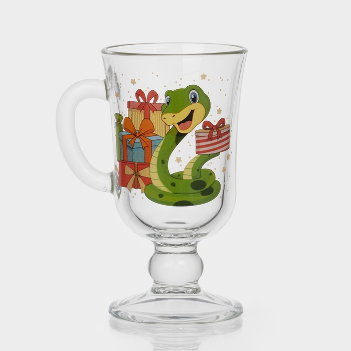 Кружка стеклянная для глинтвейна &laquo;Новогодние змейки&raquo;, 200 мл, МИКС