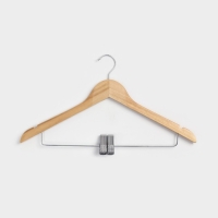 Плечики - вешалки для брюк и юбок Доляна, 45&times;27 см, 3 шт, с зажимами, деревянные сорт С, широкие плечики