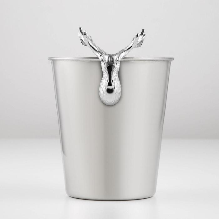 Ведро для льда из нержавеющей стали, 2 л, 25&times;16&times;20,5 см, цвет хромированный