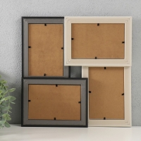 Фоторамка пластик на 4 фото 10х15 см "Аврора" черно-белая 31,5х31,5 см