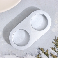 Подсвечник "Мрамор" из гипса для двух свечей овальный, 12х6х3см, серебро