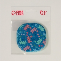 Зеркало карманное &laquo;Узор&raquo;, с подставкой, 8 &times; 8 см, цвет синий