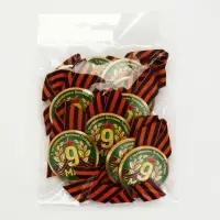 Значок с лентой с лентой "9 мая, лавры" зеленый