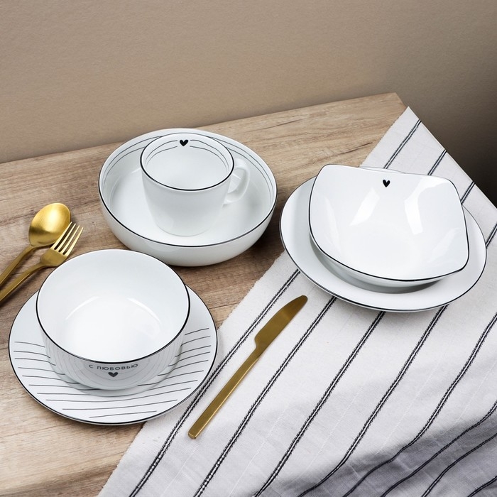 Тарелка керамическая &laquo;С любовью&raquo;, 20 см, цвет белый