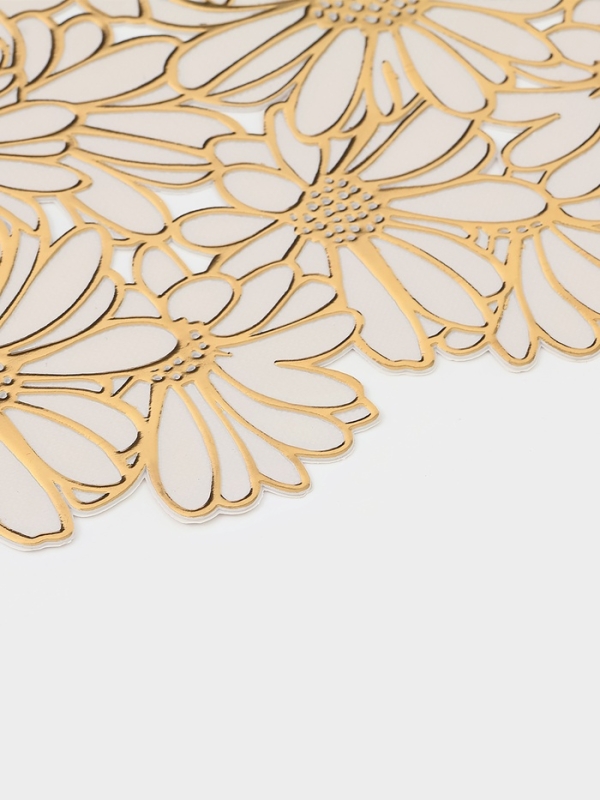 Салфетка сервировочная на стол Доляна, 45&times;30 см, бело-золотая