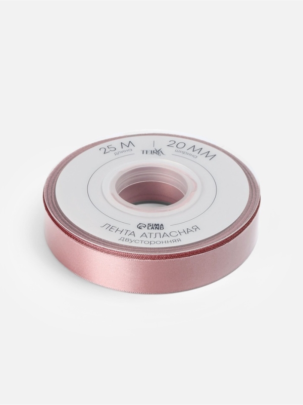 Лента атласная двухсторонняя №164 20мм*25&plusmn;1м пудровый TR
